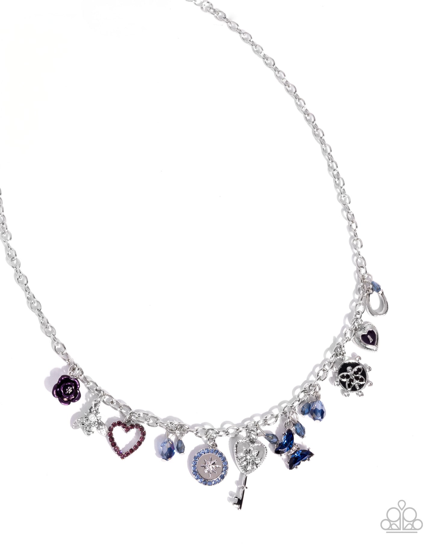 Charming Century - Blue/Silver Vintage Inspired Charms Paparazzi Necklace & matching earrings