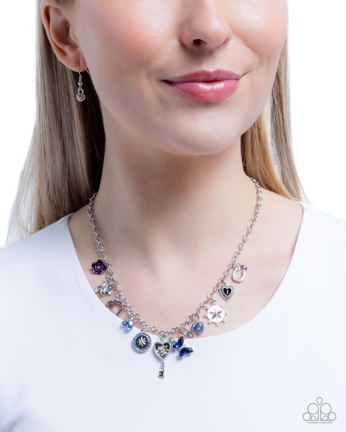 Charming Century - Blue/Silver Vintage Inspired Charms Paparazzi Necklace & matching earrings
