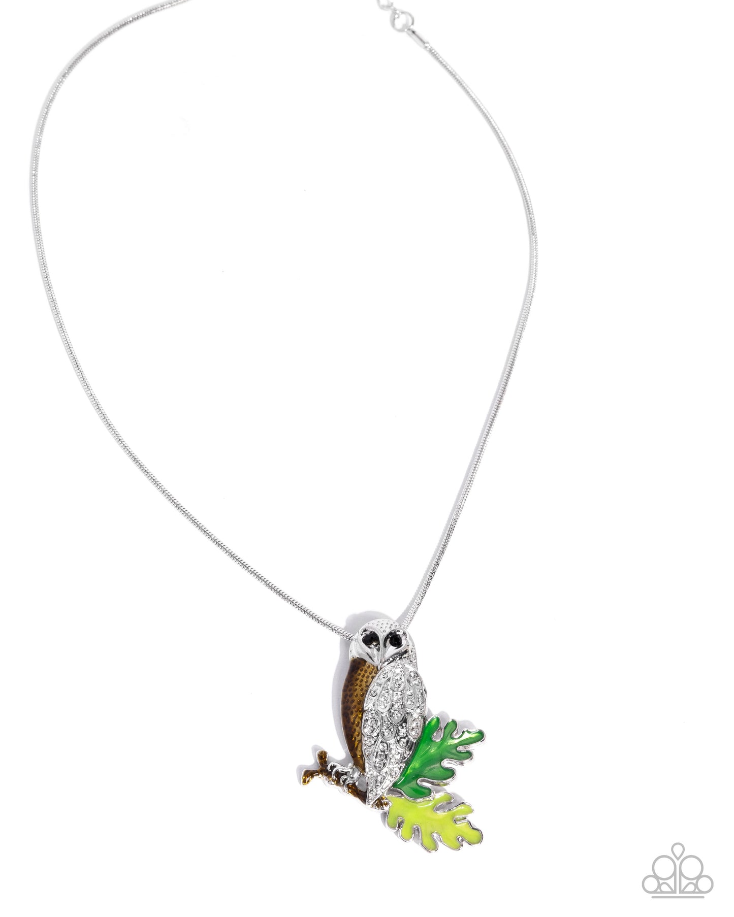 Owl Order - Brown/White Rhinestone Owl Pendant Paparazzi Necklace & matching earrings