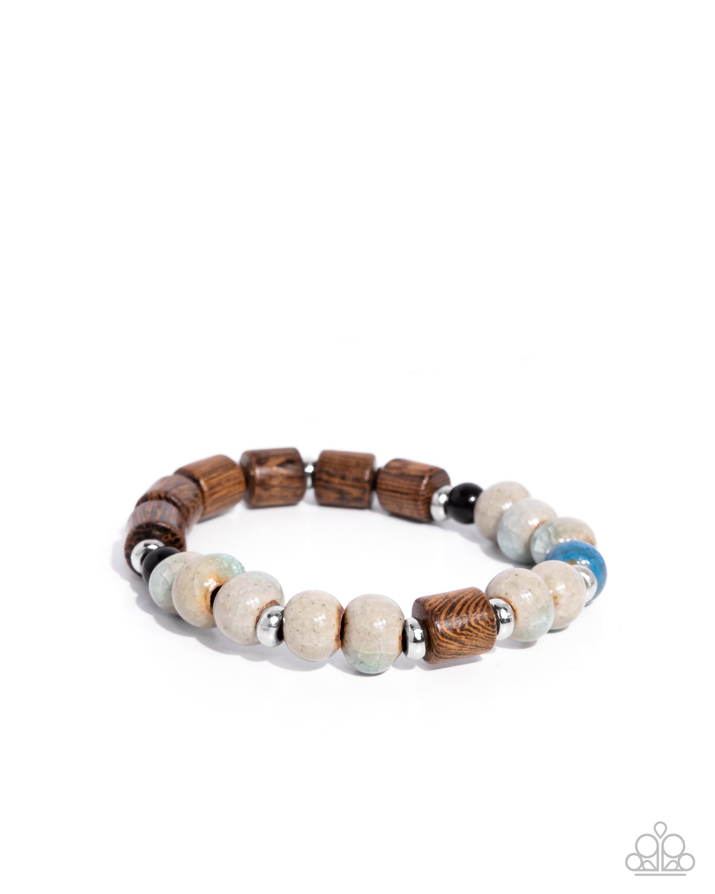 Greater WOOD - Multicolored Stone Beads/Wooden Cylindrical Beads Paparazzi Stretch Bracelet