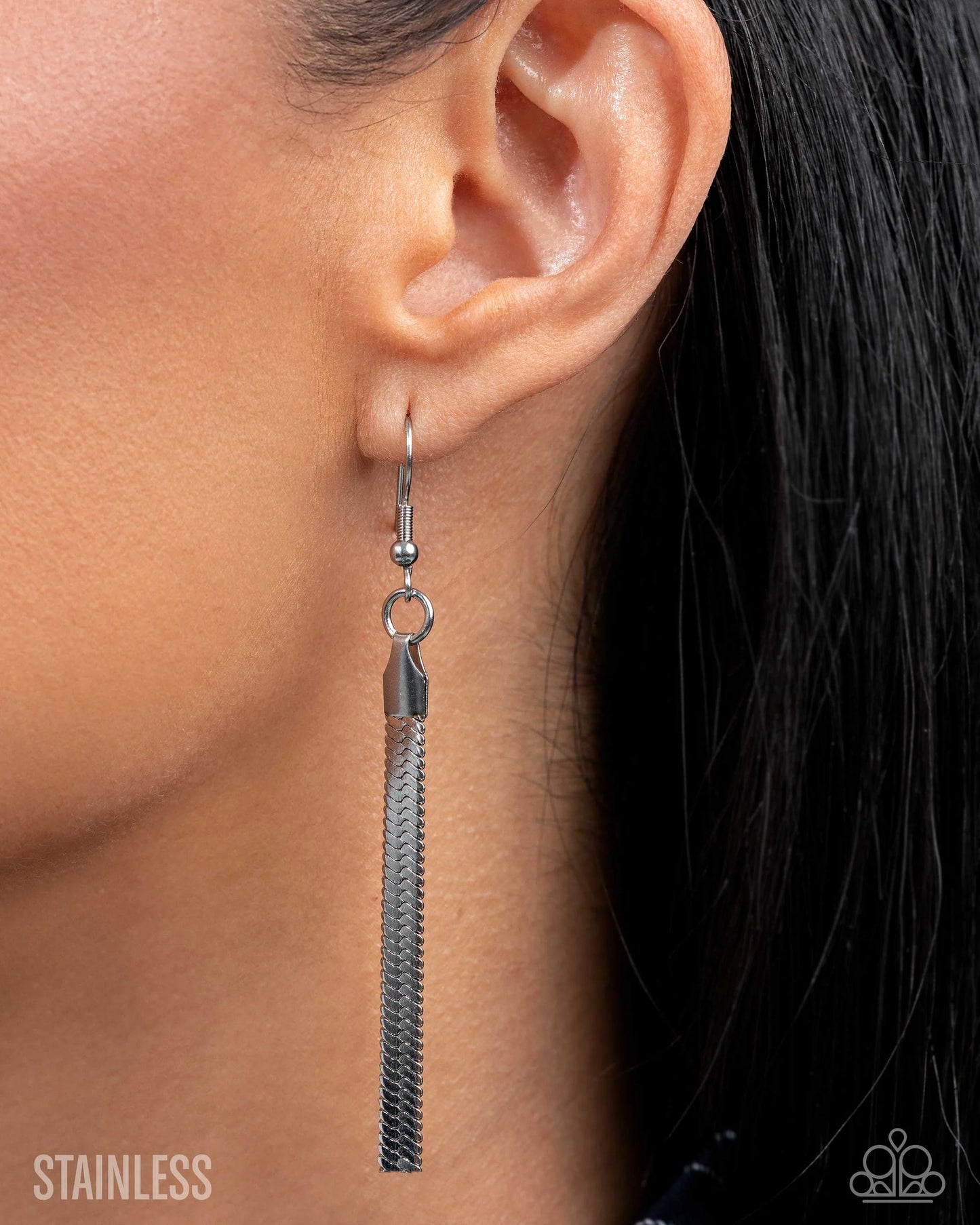Herringbone Haute - Silver Herringbone Chain Paparazzi Choker Necklace & matching earrings