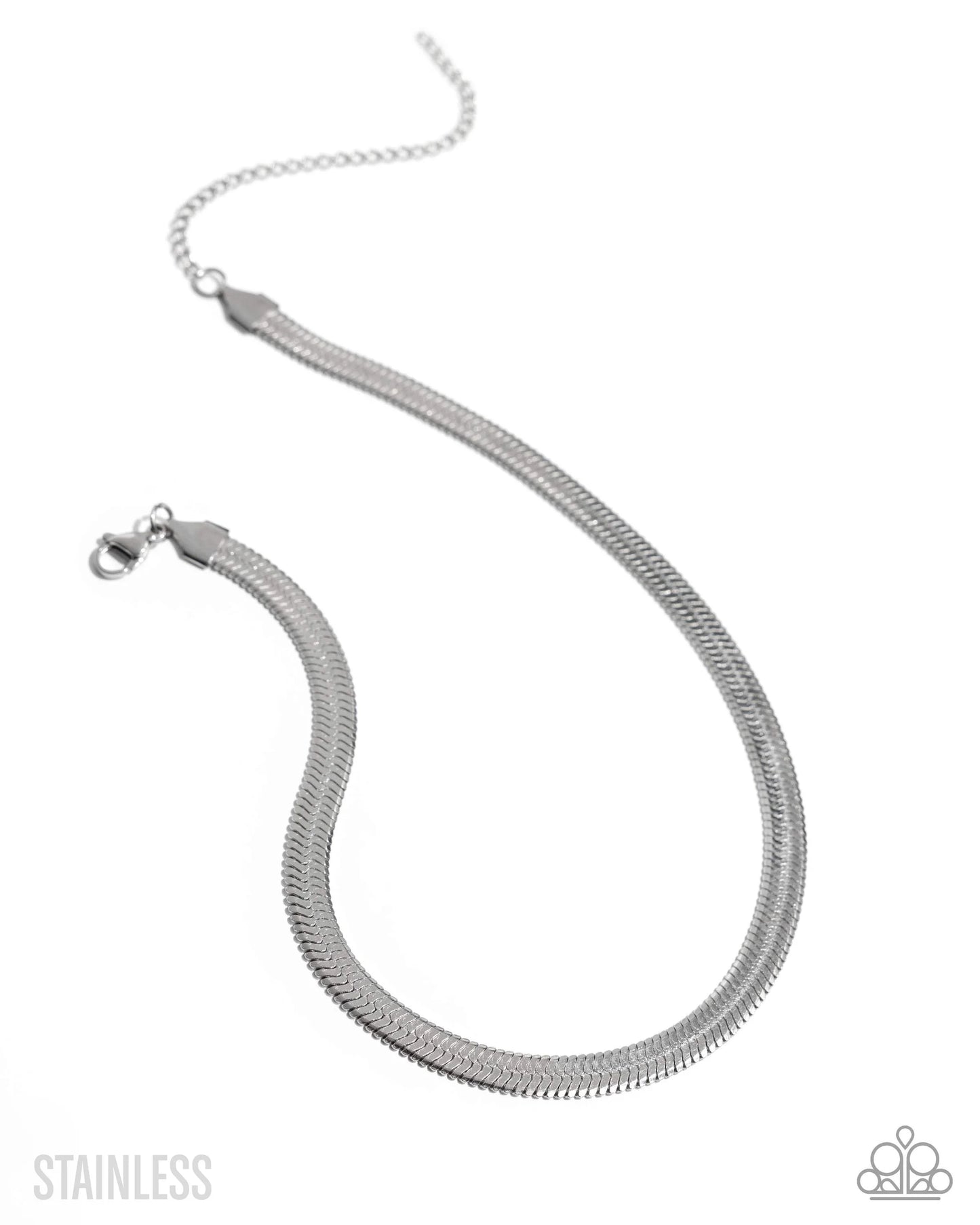 Herringbone Haute - Silver Herringbone Chain Paparazzi Choker Necklace & matching earrings