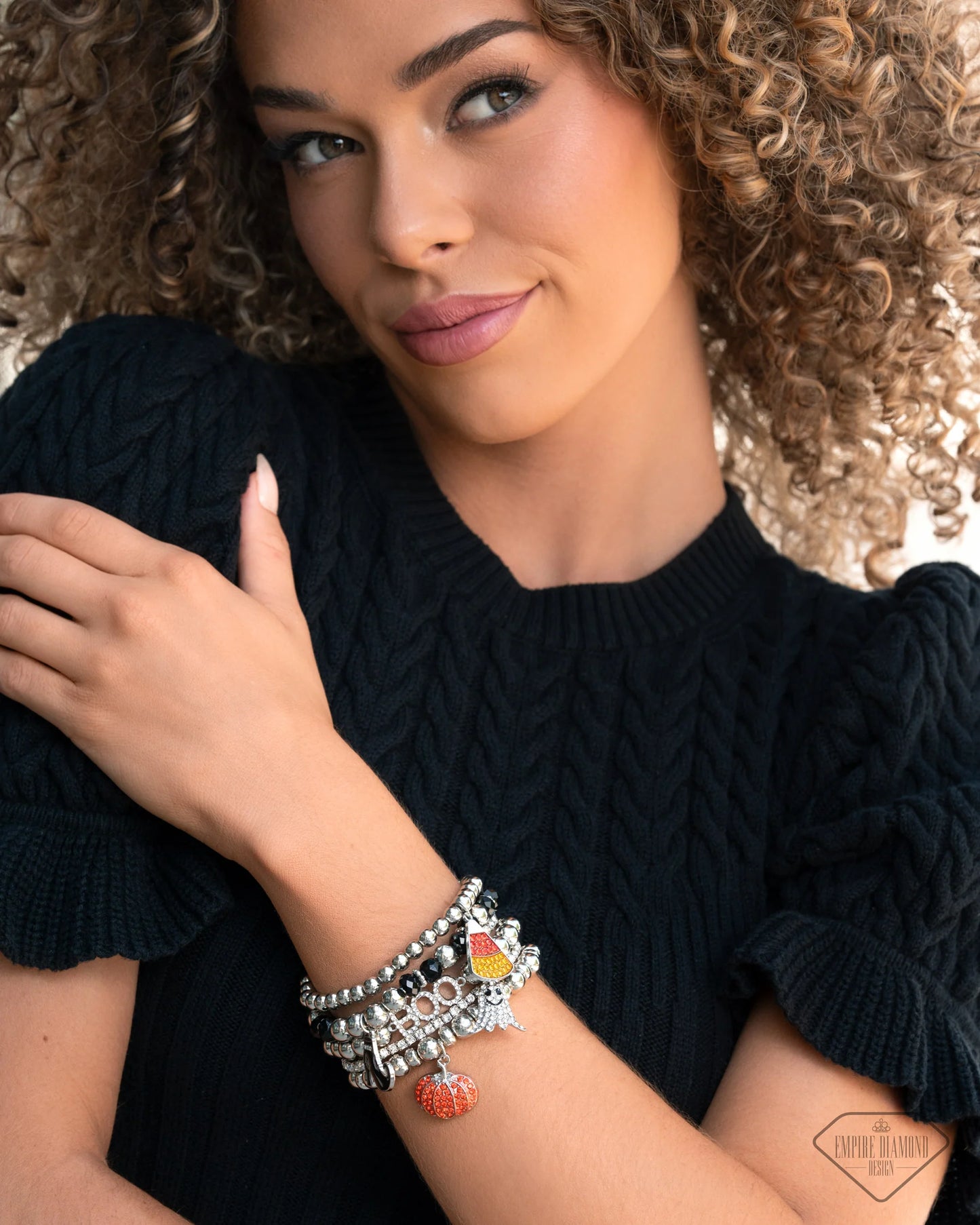 Spooky Shimmer - Multicolored Rhinestone Halloween Inspired Paparazzi Set of 6 Stretch Bracelets
