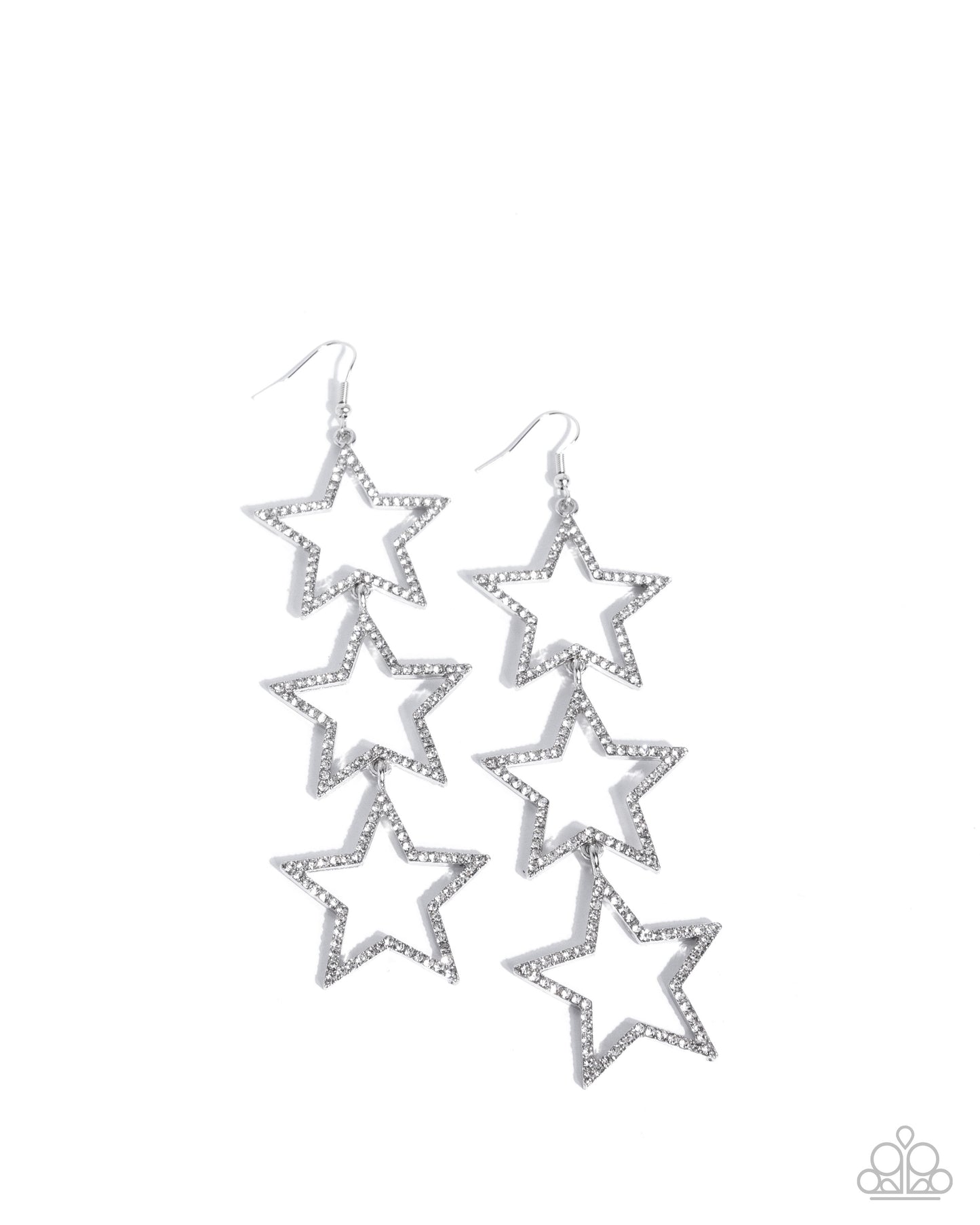 Star-Crossed Success - White Rhinestone Embellished Stars Paparazzi Earrings