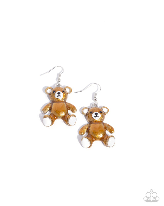 Teddy Trinket - Brown Teddy Bear Paparazzi Earrings