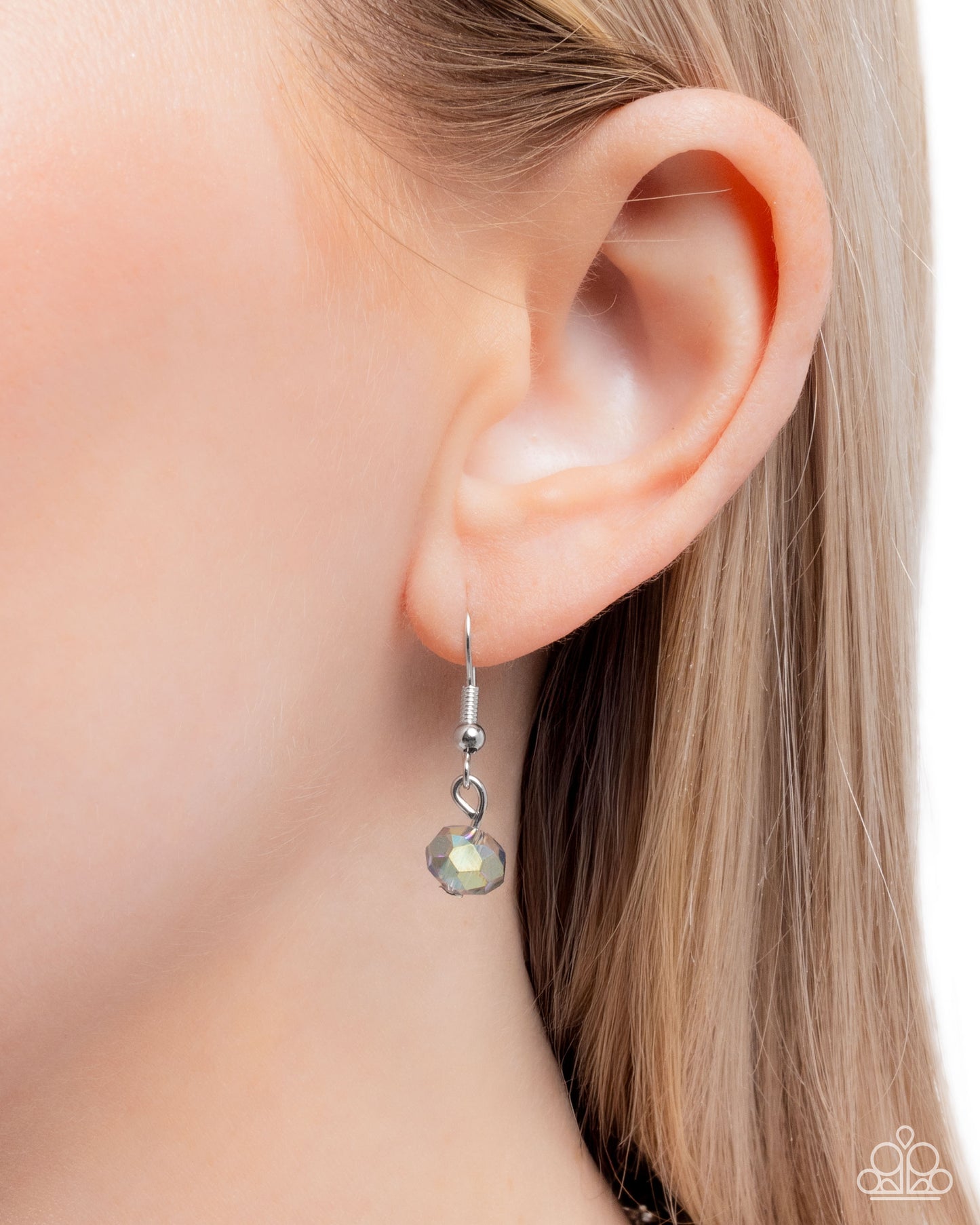 Transparent Tapestry - Green UV Gem Pendant/Silver Paperclip Chain Paparazzi Necklace & matching earrings