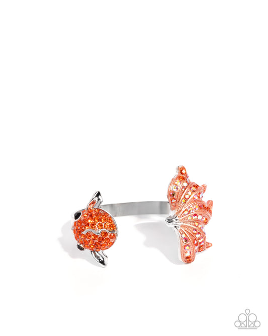 Swimming Serenity - Orange, Yellow, Black Rhinestone Fish Paparazzi Cuff Bracelet