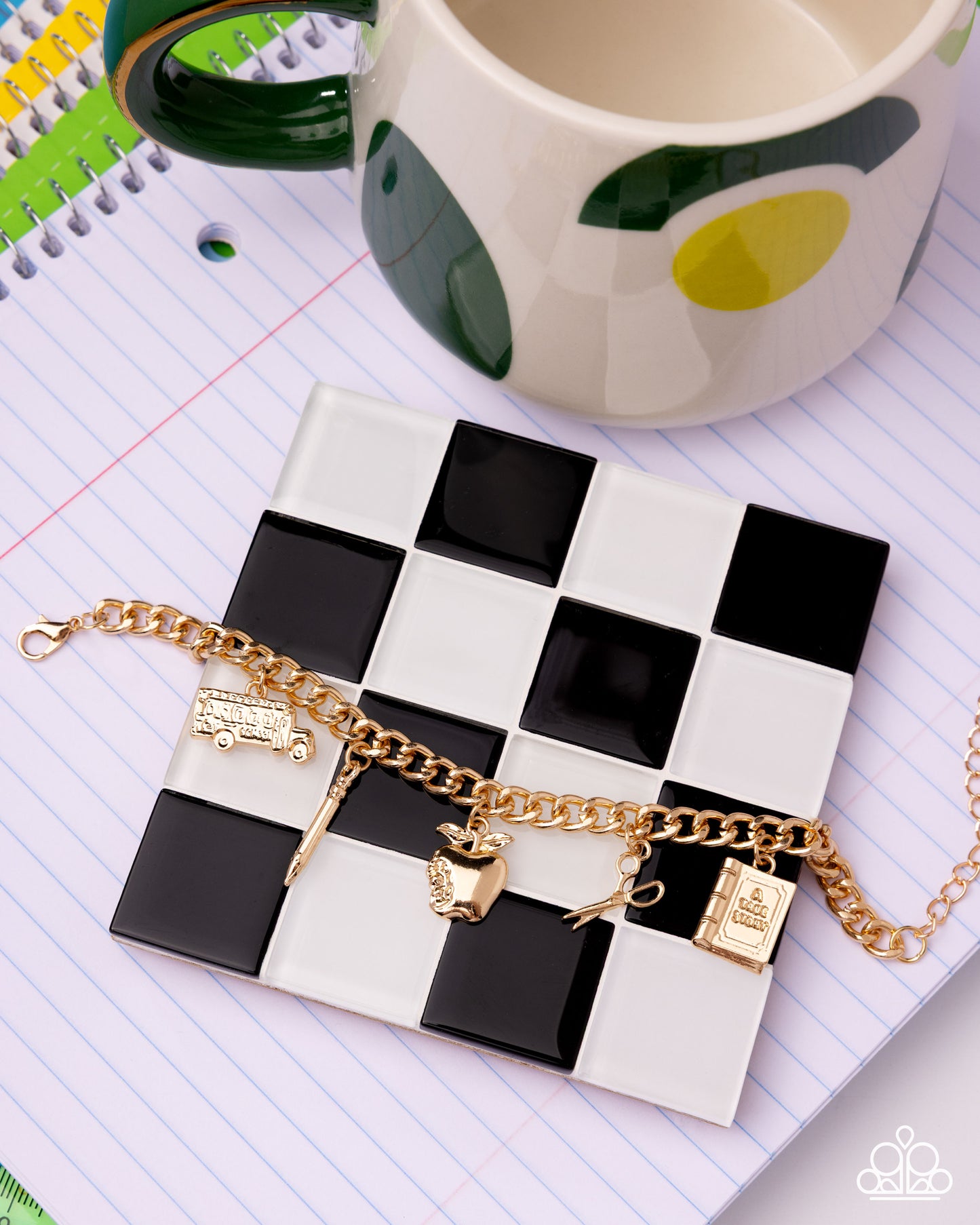 School is in Session - Gold Curb Chain/Gold School Inspired Charms Paparazzi Bracelet