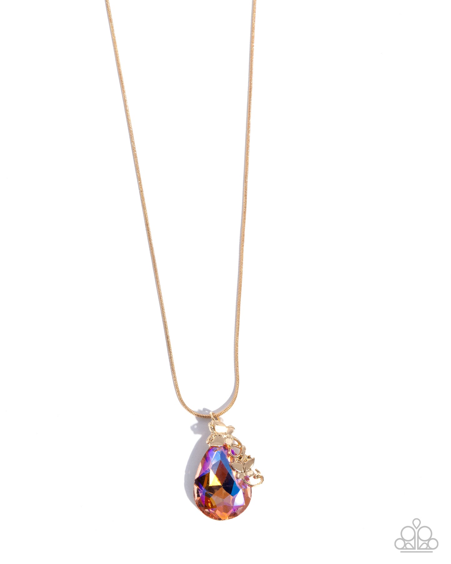 Teardrop Transformation - Orange UV Teardrop Gem Pendant Paparazzi Necklace & matching earrings