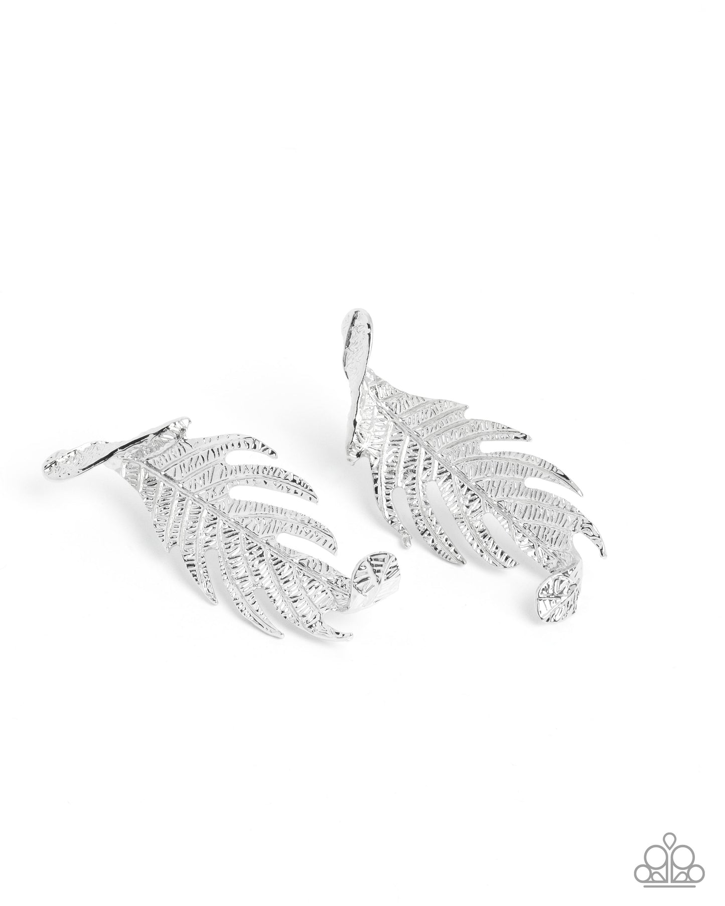 Leafy Lure - Silver Life-Like Leaf Paparazzi Earrings