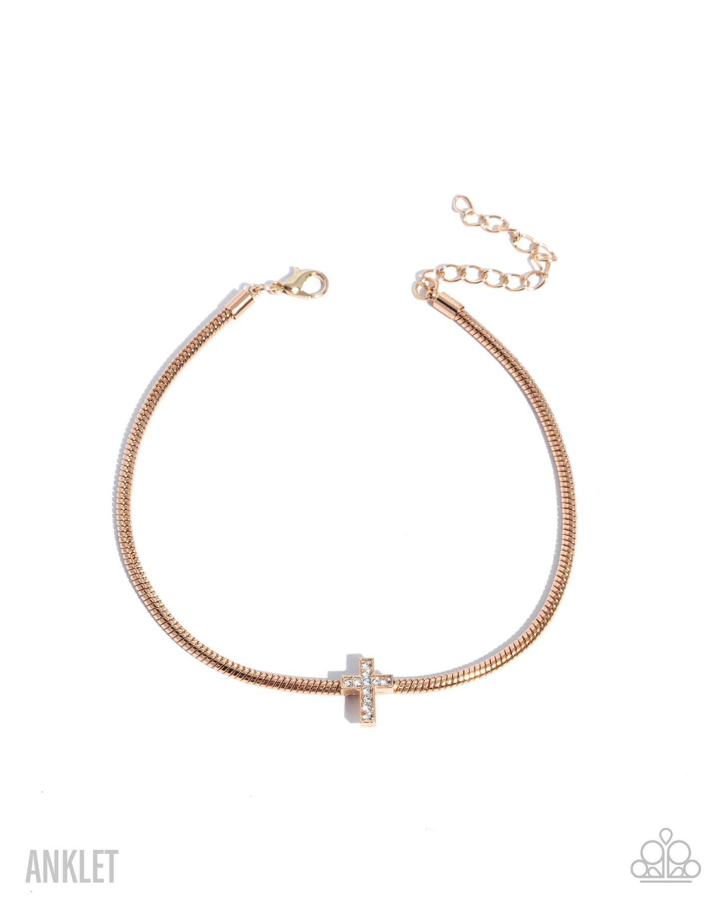 Heavenly Hope - Gold Snake Chain/Gold Cross Paparazzi Anklet