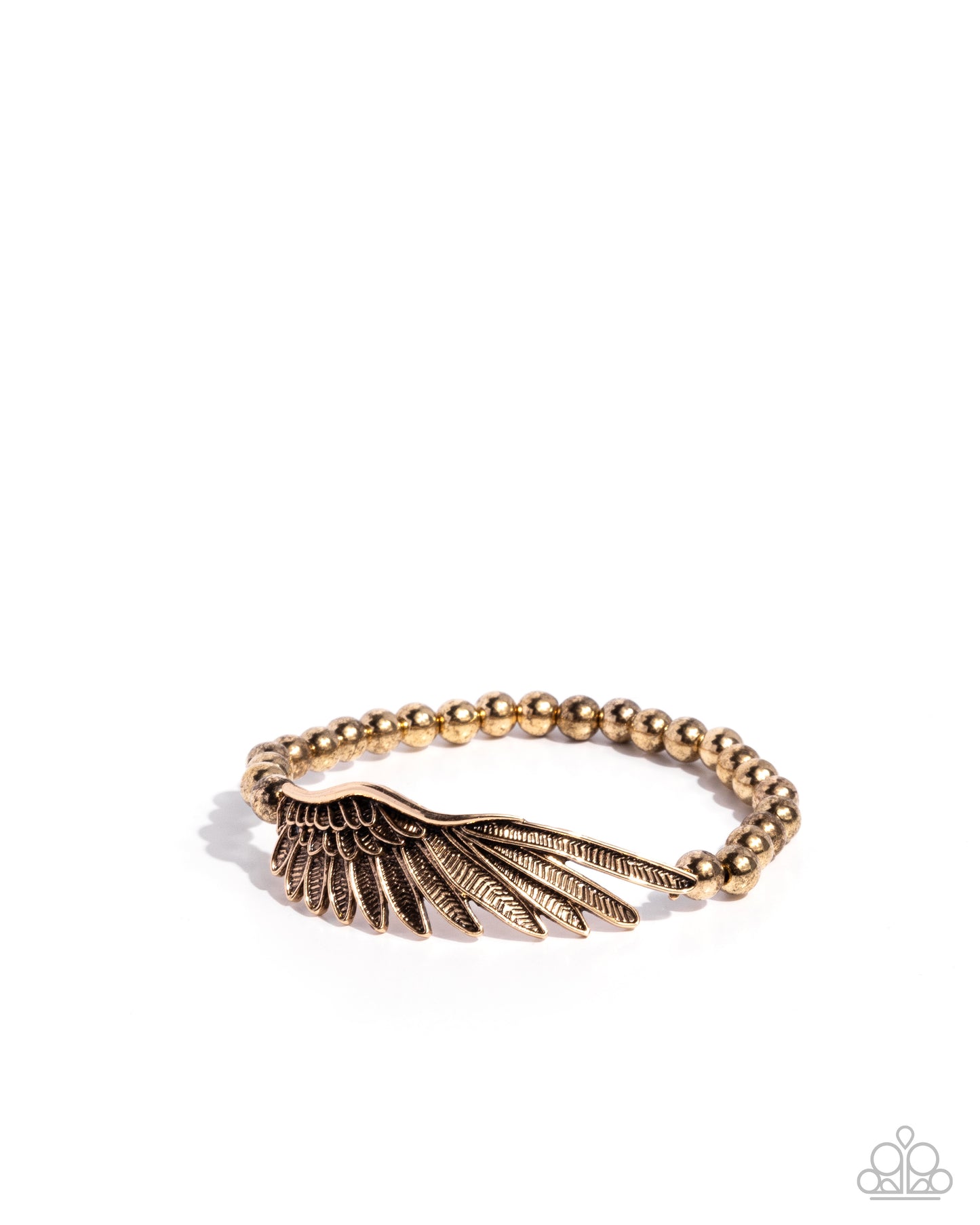 Angelic Appreciation - Gold Angel Wing/Gold Beaded Paparazzi Stretch Bracelet