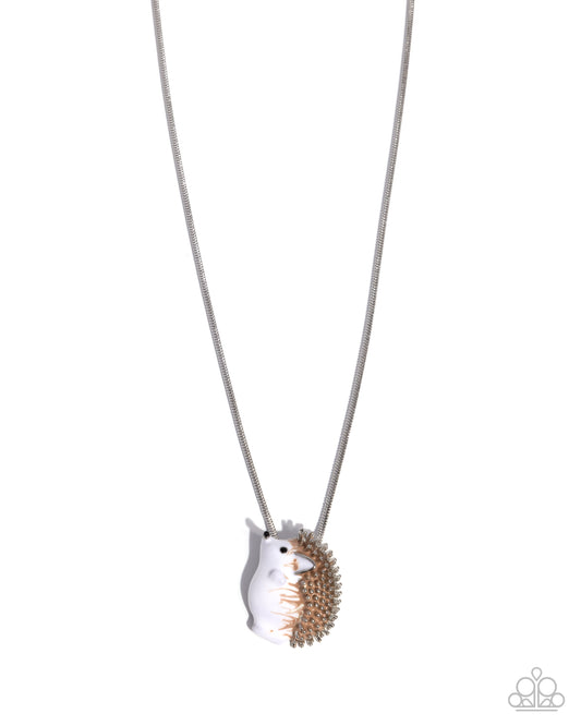 Porcupine Pizzazz - Brown/White Porcupine Pendant Paparazzi Necklace & matching earrings