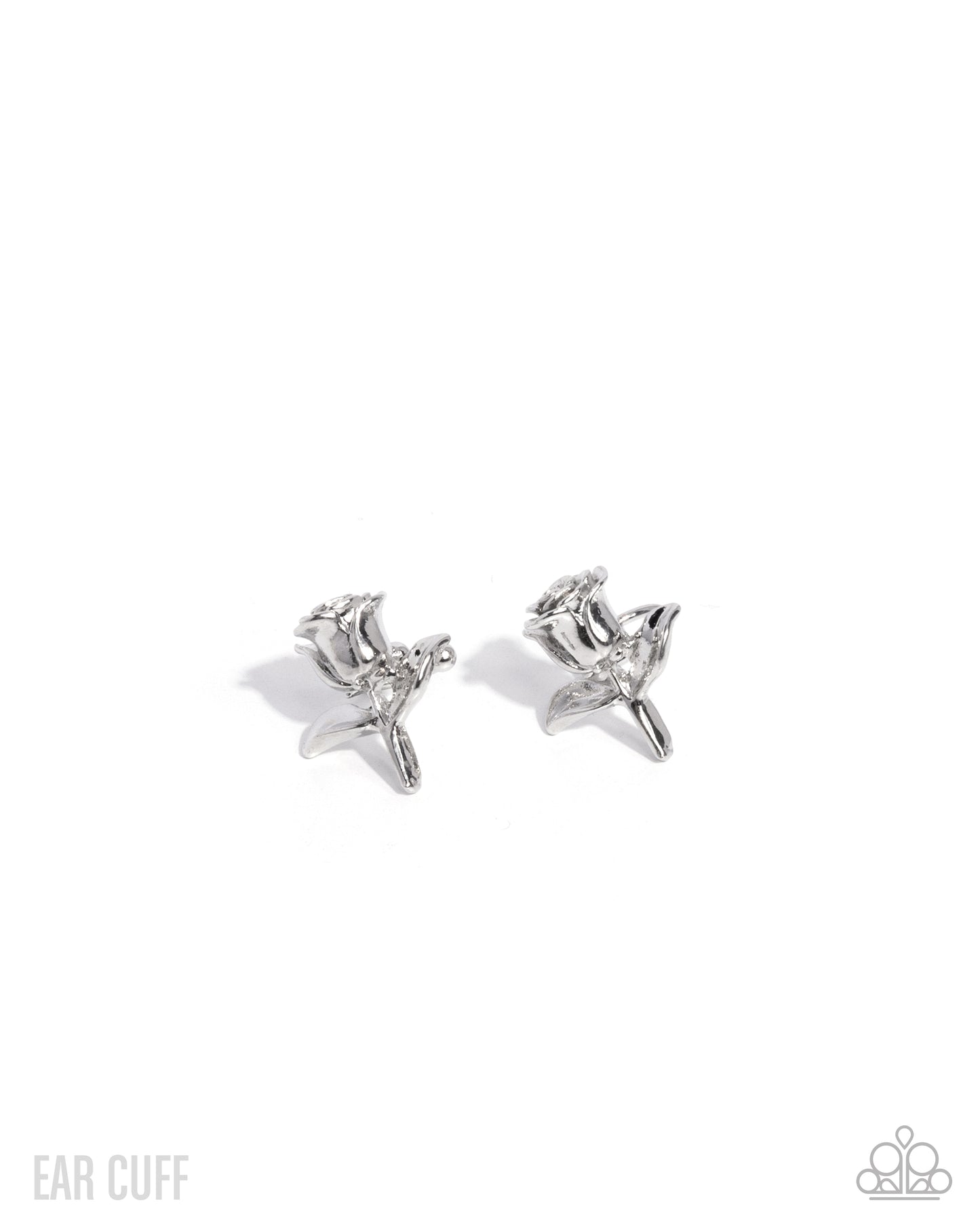 Boutonnière Bravado - Silver Rose Paparazzi Ear Cuff Earrings