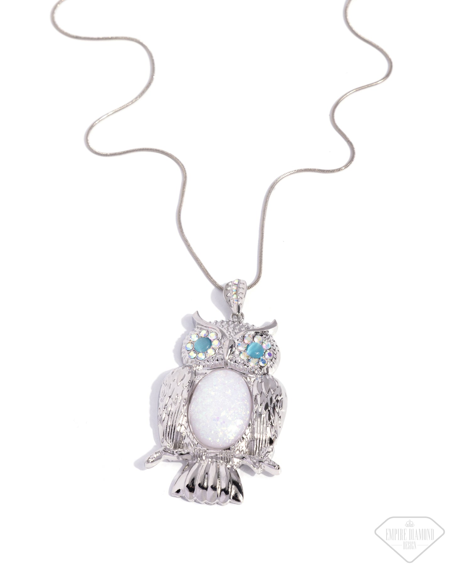 Nobly Nocturnal - Multicolored Rhinestones/Silver Oversized Owl Pendant Paparazzi Necklace & matching earrings