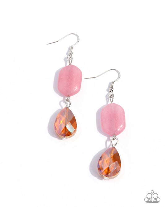 Brilliant Beauty Queen - Pink Stone/Orange Faceted Bead Paparazzi Earrings
