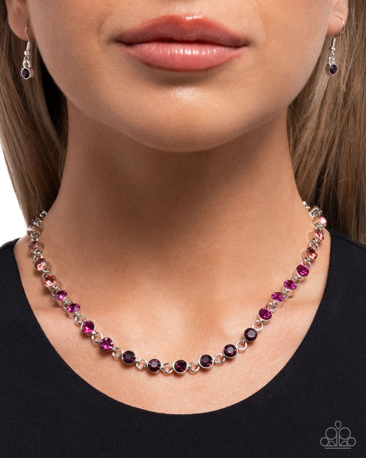 Mesmerizing Model - Purple Multicolored Rhinestone Paparazzi Necklace & matching earrings