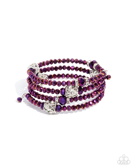Sensible Shimmer - Purple Oil Spill Beads/Silver Fittings Paparazzi Coil Bracelet