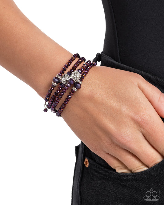 Sensible Shimmer - Purple Oil Spill Beads/Silver Fittings Paparazzi Coil Bracelet