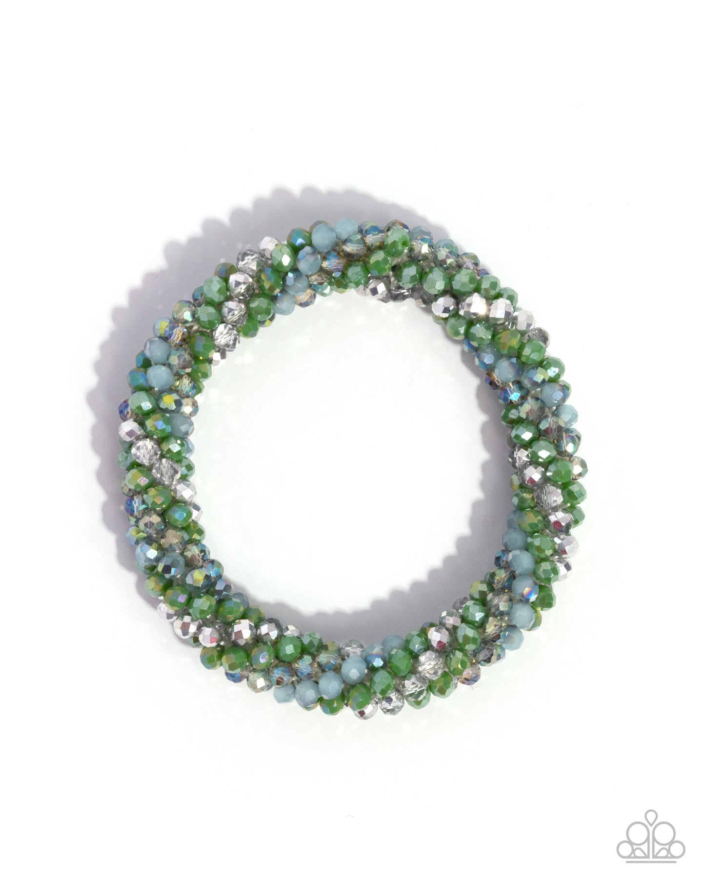 A Dash of Drama - Green, Blue, Iridescent Blue, & Silver Beaded Paparazzi Stretch Bracelet