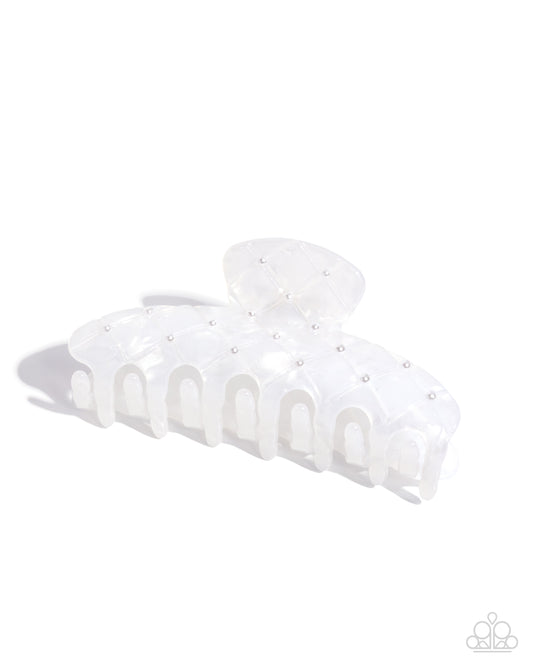 Precise Pearls - White Pearl Accents/White Acrylic Paparazzi Hair Claw Clip