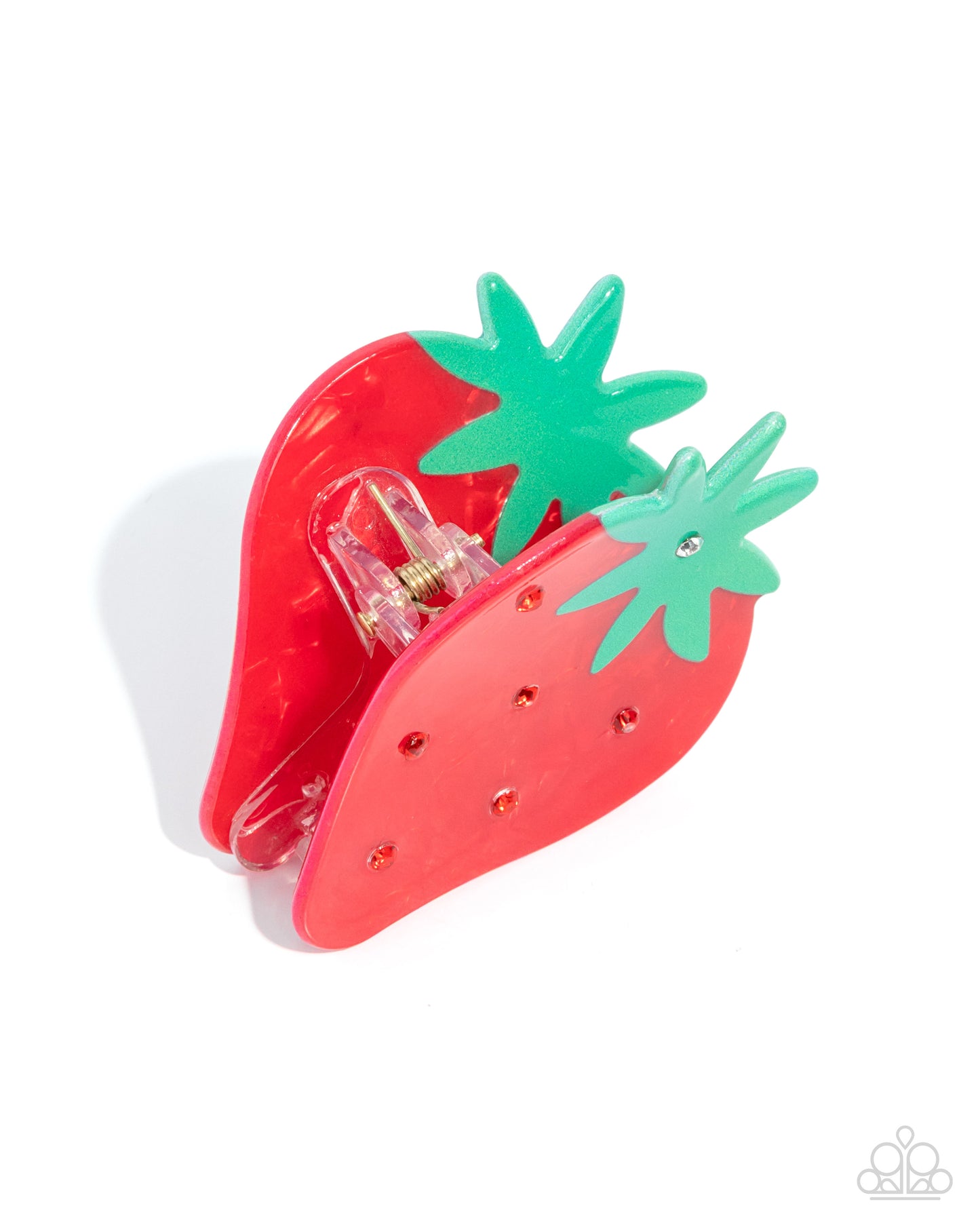 Strawberry Showcase - Red & Green Acrylic Strawberry Paparazzi Hair Claw Clip