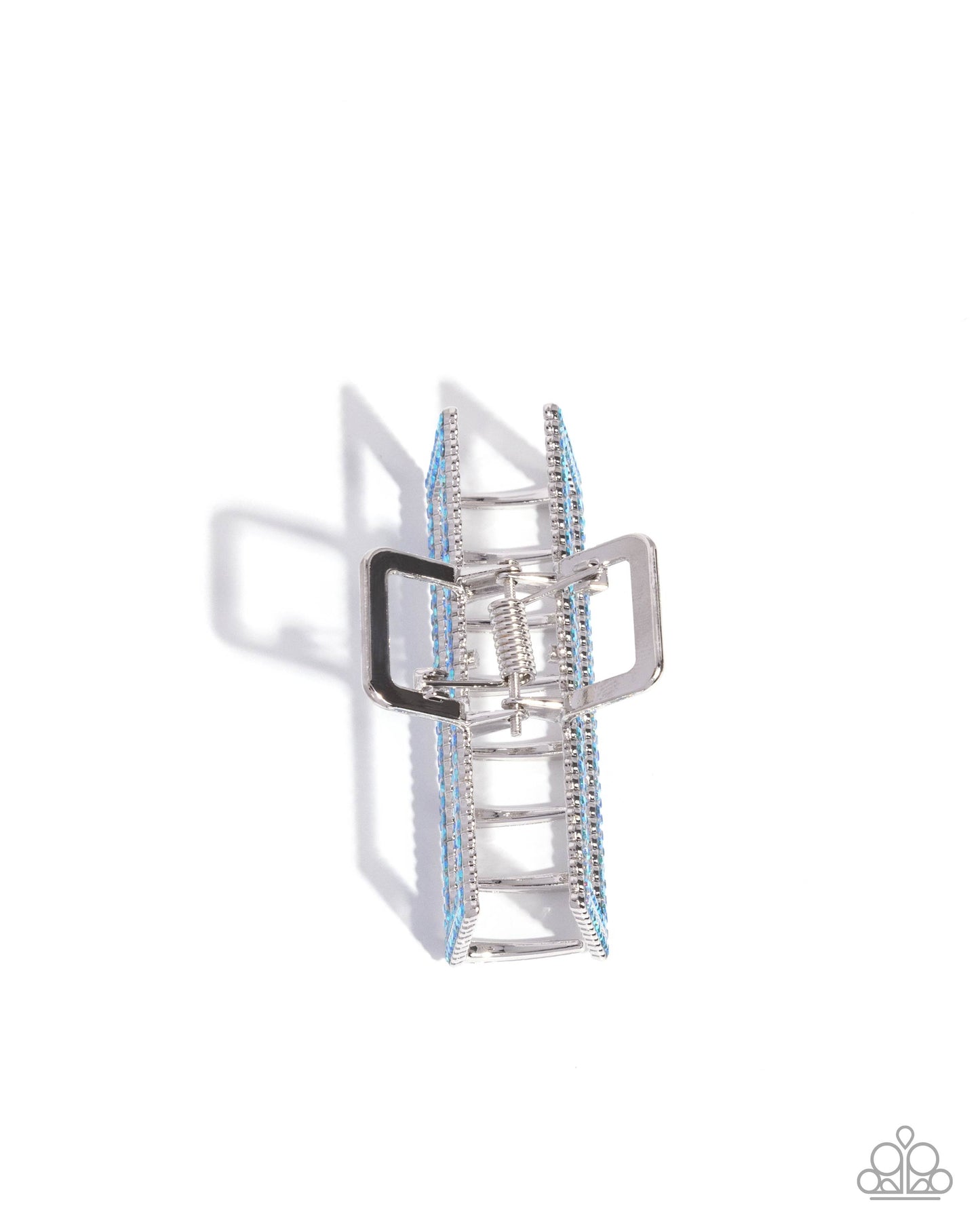 A Glittery Example - Blue Iridescent Rhinestone Embellished Paparazzi Hair Claw Clip