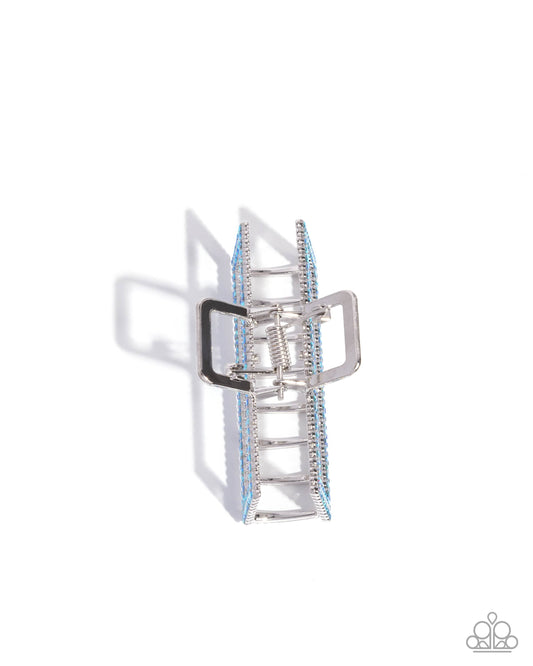 A Glittery Example - Blue Iridescent Rhinestone Embellished Paparazzi Hair Claw Clip