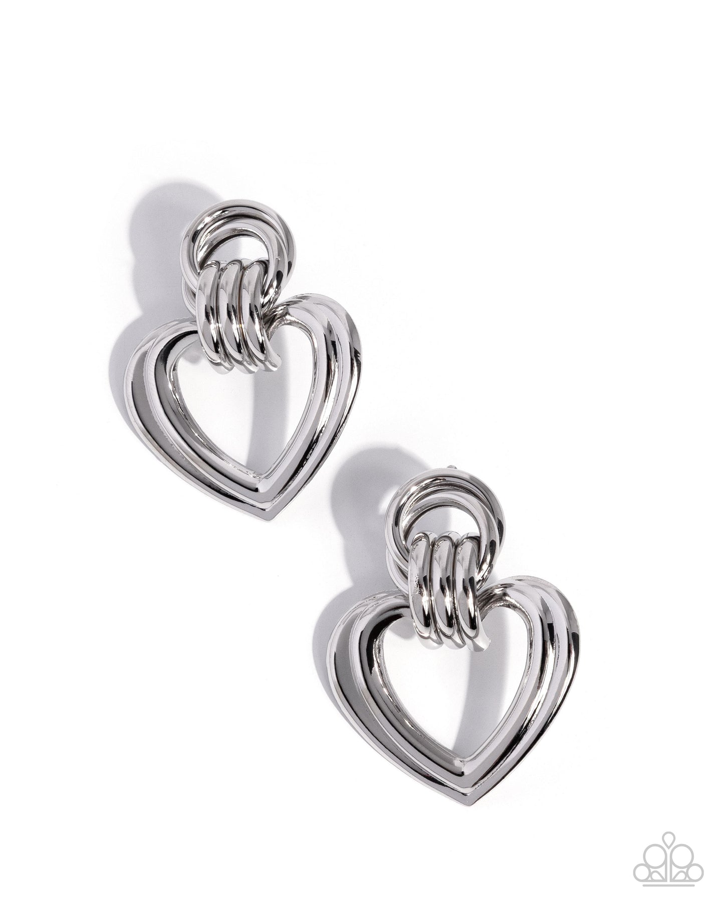 Constant Calm - Silver Heart Paparazzi Earrings