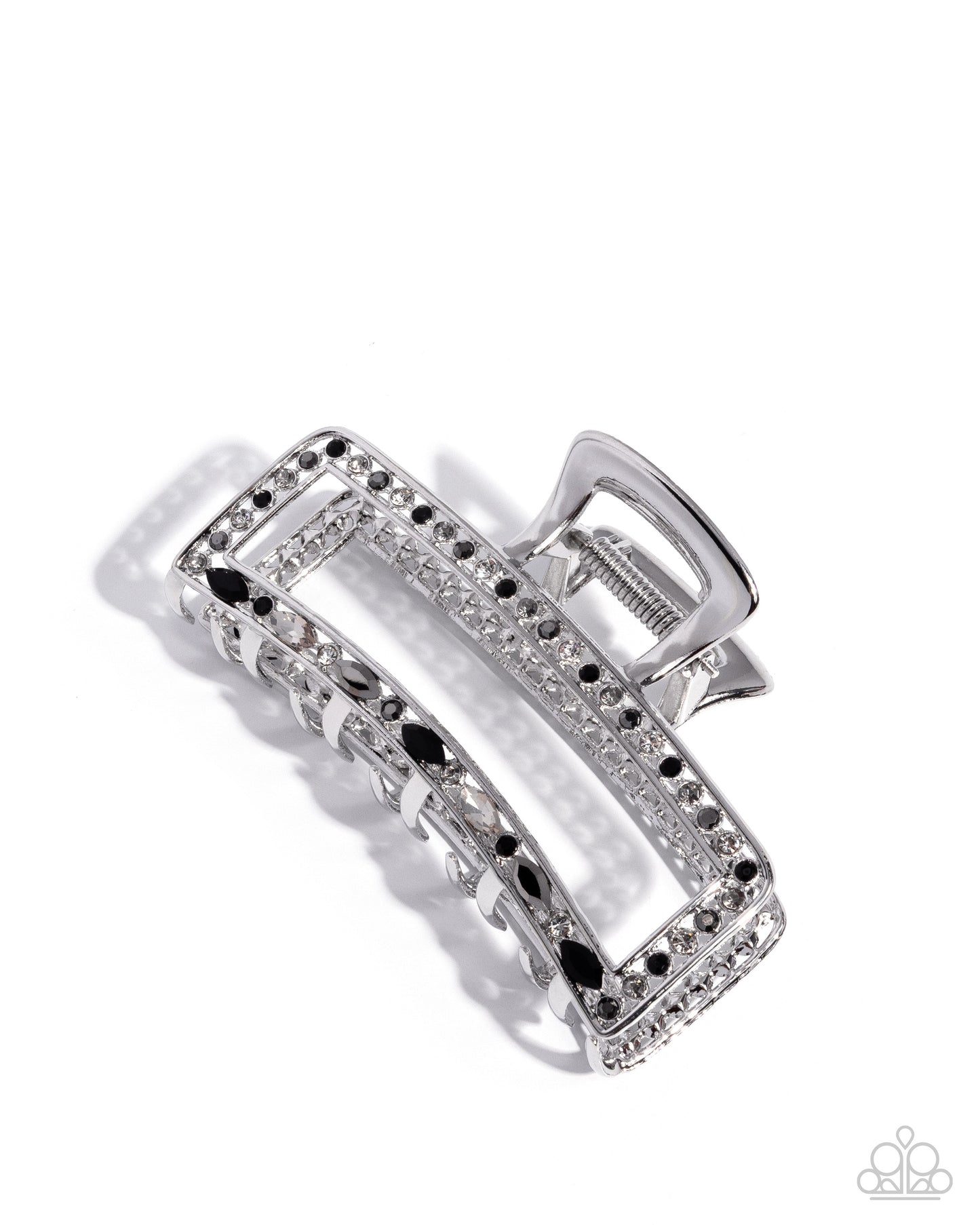 Slow It Down - Black, Hamite, White, & Smoky Rhinestone Embellished Paparazzi Hair Claw Clip