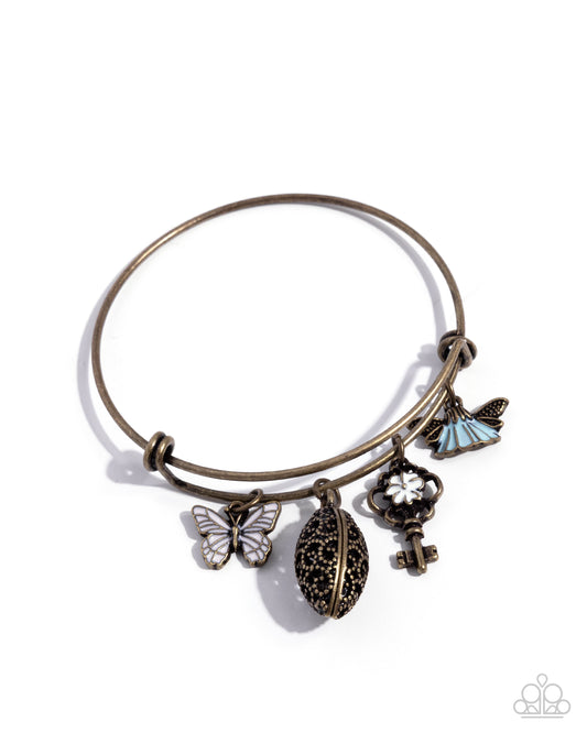 Eclectic Emotion - Brass Whimsical Charms Paparazzi Bracelet