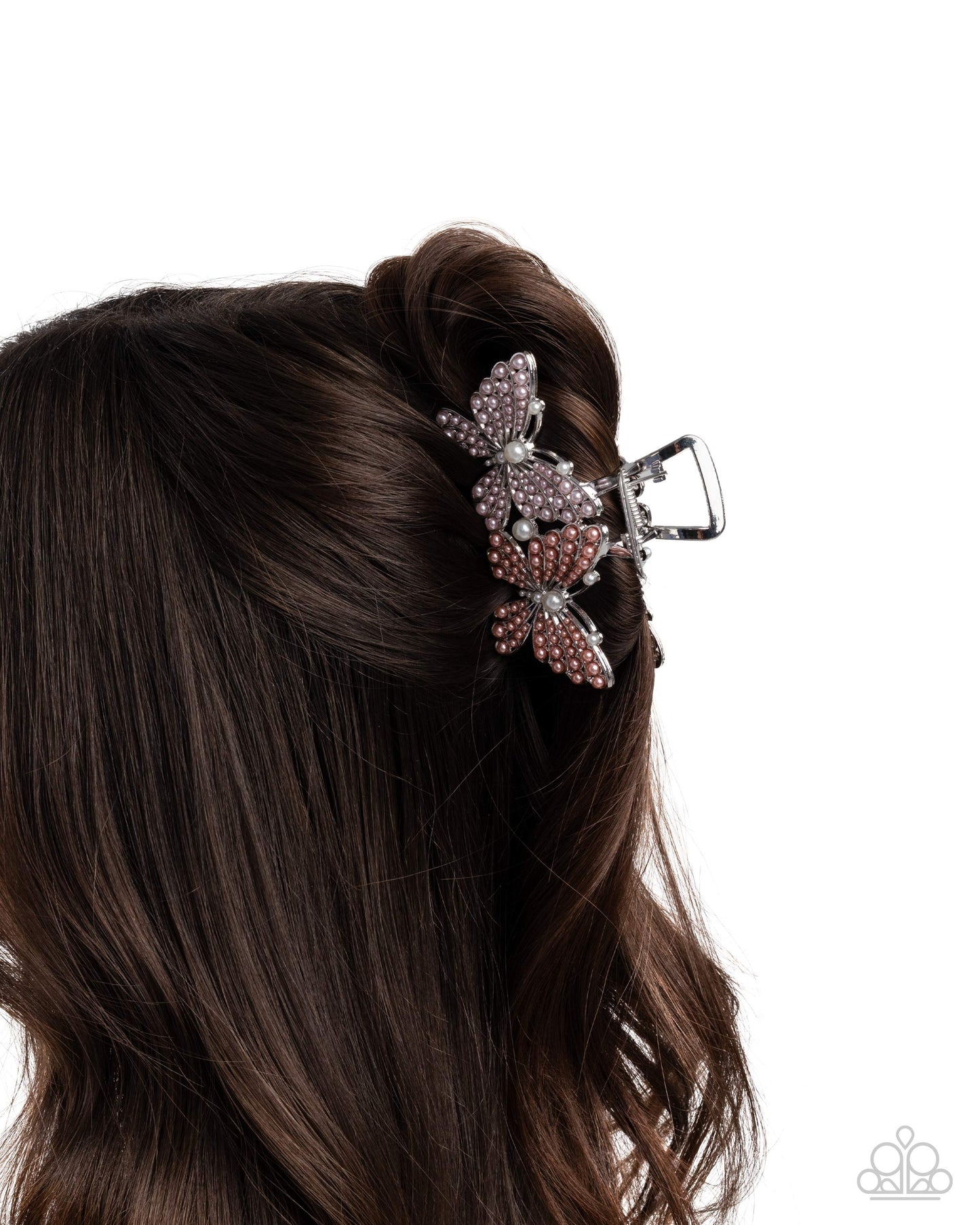 Perfect Pairing - Multicolored Pink Pearl Embellished Butterflies Paparazzi Hair Claw Clip