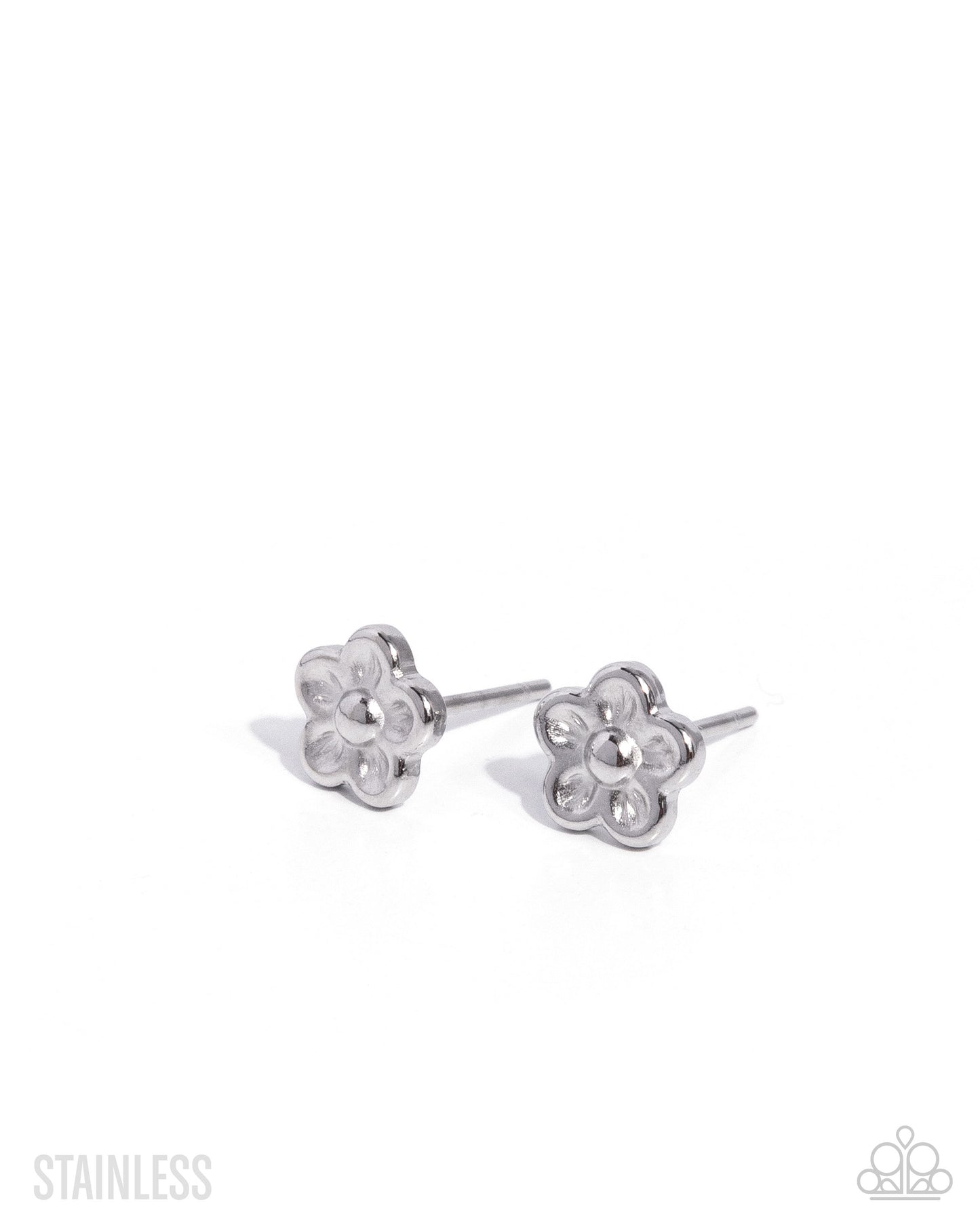 Impending BLOOM - Silver Stainless Steel Dainty Flower Paparazzi Post Earrings