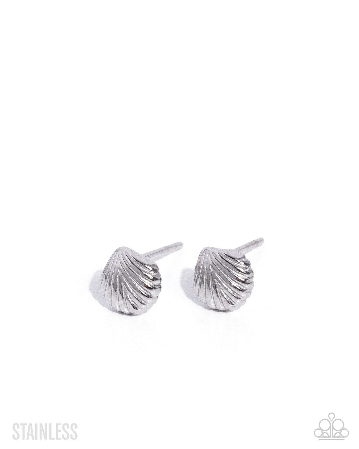 Seashell Strategy - Silver Stainless Steel Seashell Paparazzi Post Earrings