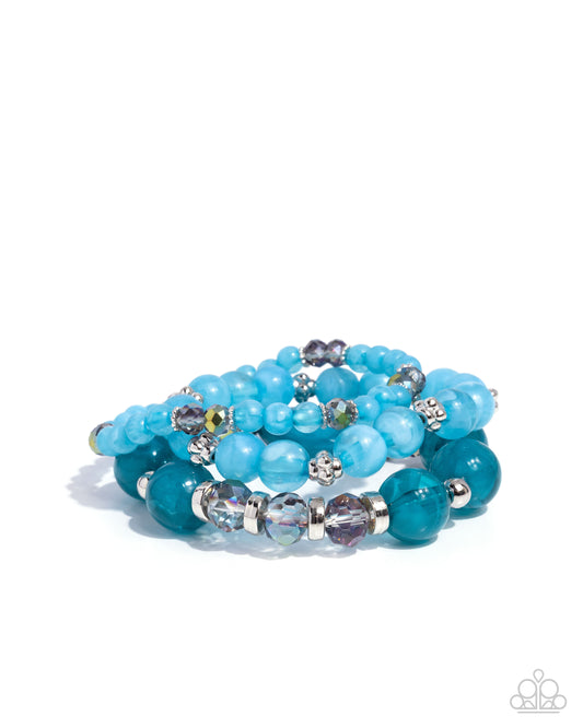 Cheerful Collection - Blue/Turquoise Acrylic Beaded Set of 3 Paparazzi Stretch Bracelets