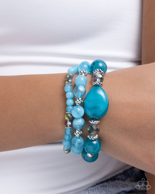 Cheerful Collection - Blue/Turquoise Acrylic Beaded Set of 3 Paparazzi Stretch Bracelets