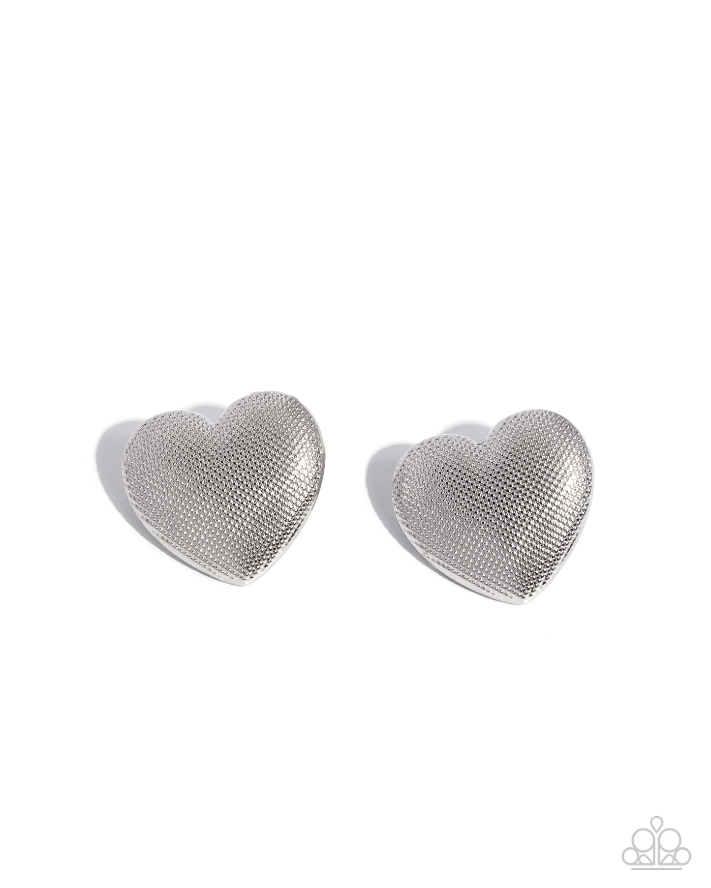Smitten Studs - Silver Studded Oversized Heart Paparazzi Post Earrings