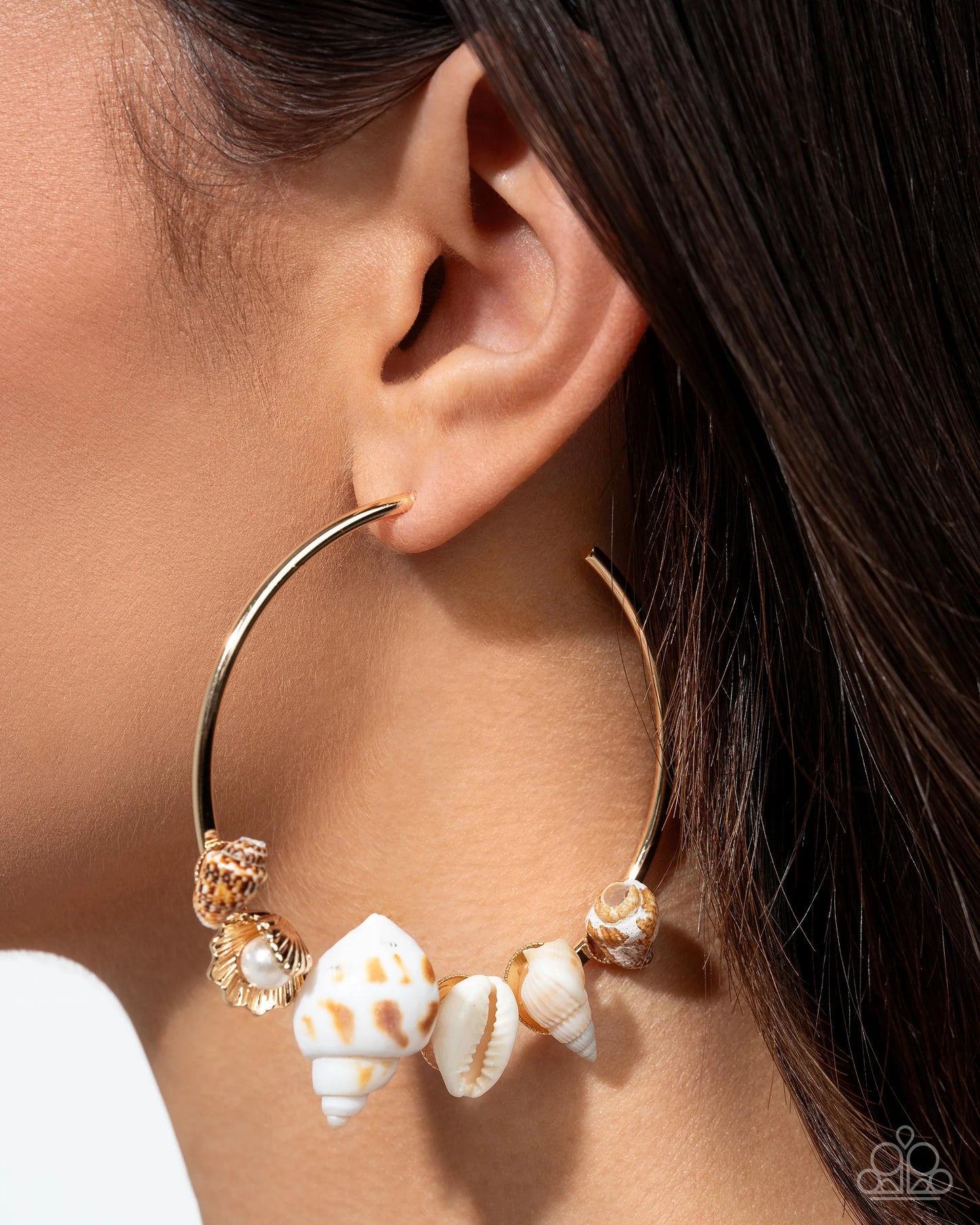 Seashell Sonnet - Gold Hoop & Various Seashells Paparazzi Hoop Earrings