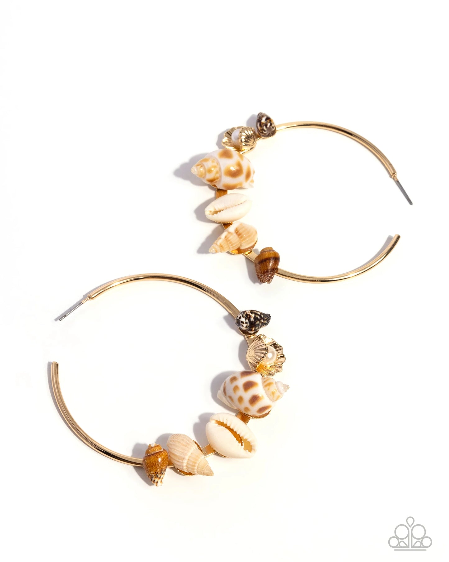 Seashell Sonnet - Gold Hoop & Various Seashells Paparazzi Hoop Earrings