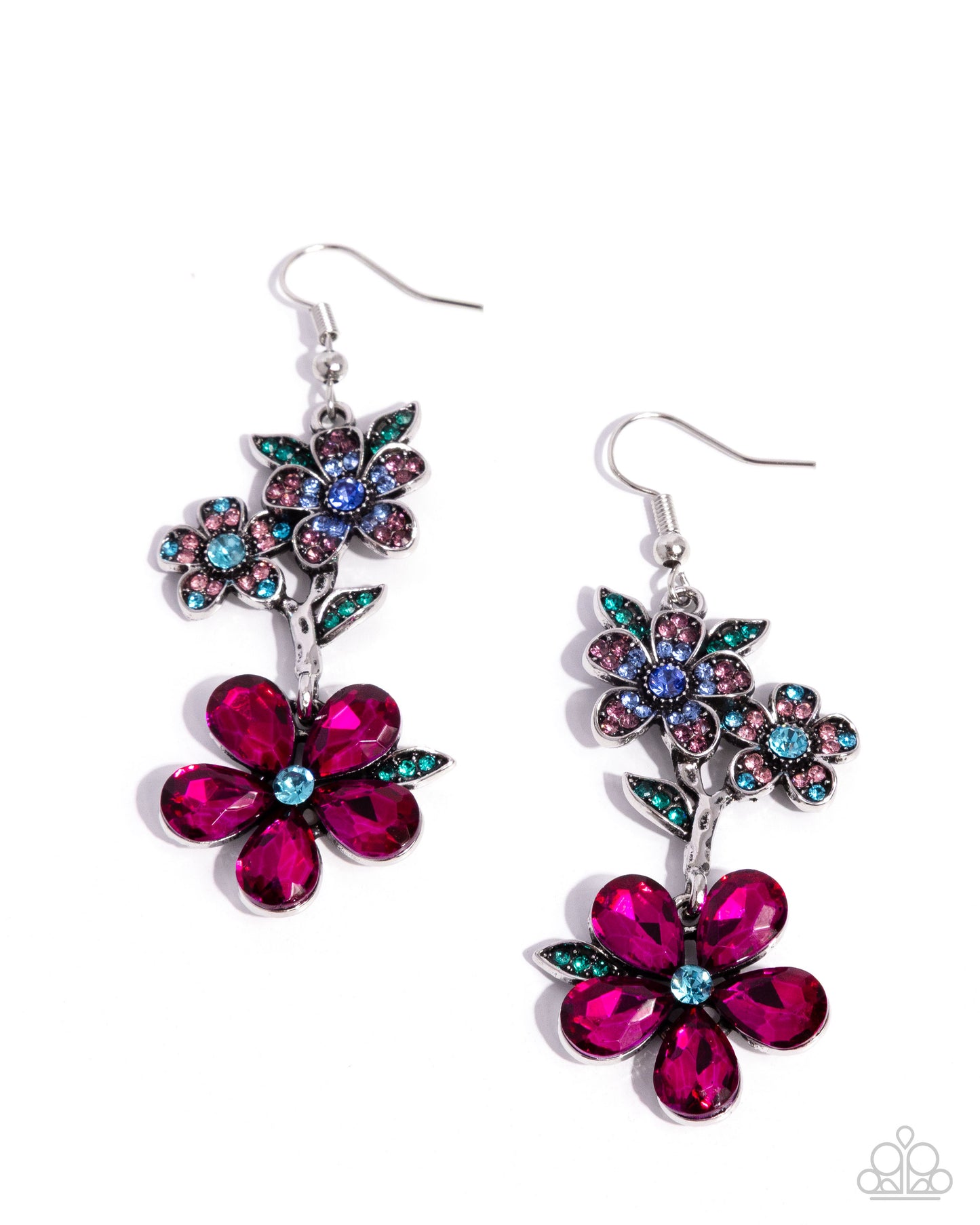 Breathtaking Bloom - Multicolored Rhinestone Flowers Paparazzi Earrings