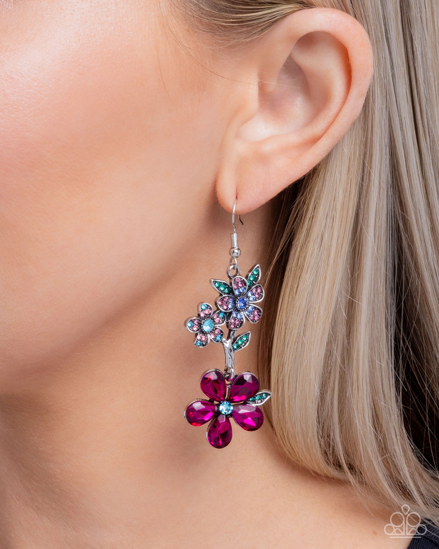 Breathtaking Bloom - Multicolored Rhinestone Flowers Paparazzi Earrings