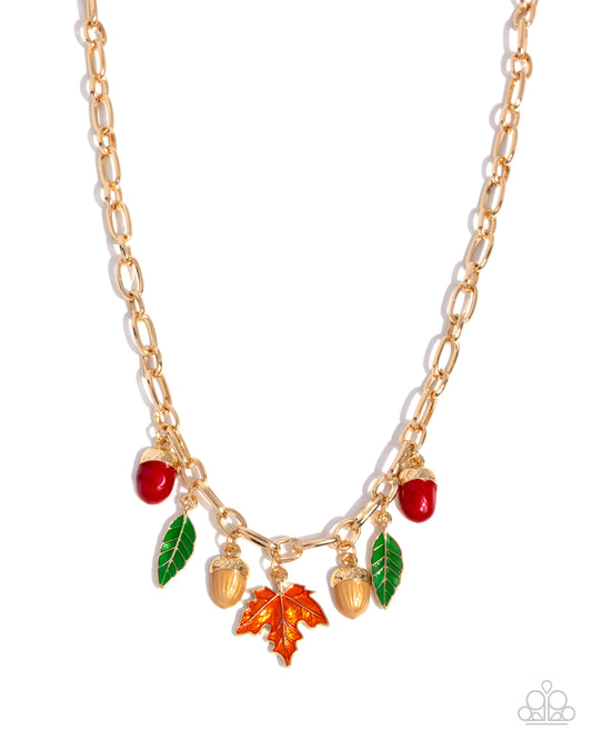 Harvest Haute - Multicolored Thanksgiving Inspired Charm Paparazzi Necklace & matching earrings