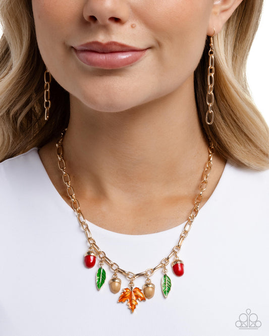 Harvest Haute - Multicolored Thanksgiving Inspired Charm Paparazzi Necklace & matching earrings