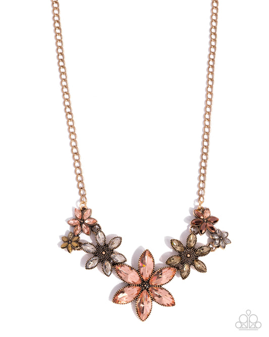 Bewildering Bouquet - Multicolored Gem Flowers/Gold Chain Paparazzi Necklace & matching earrings
