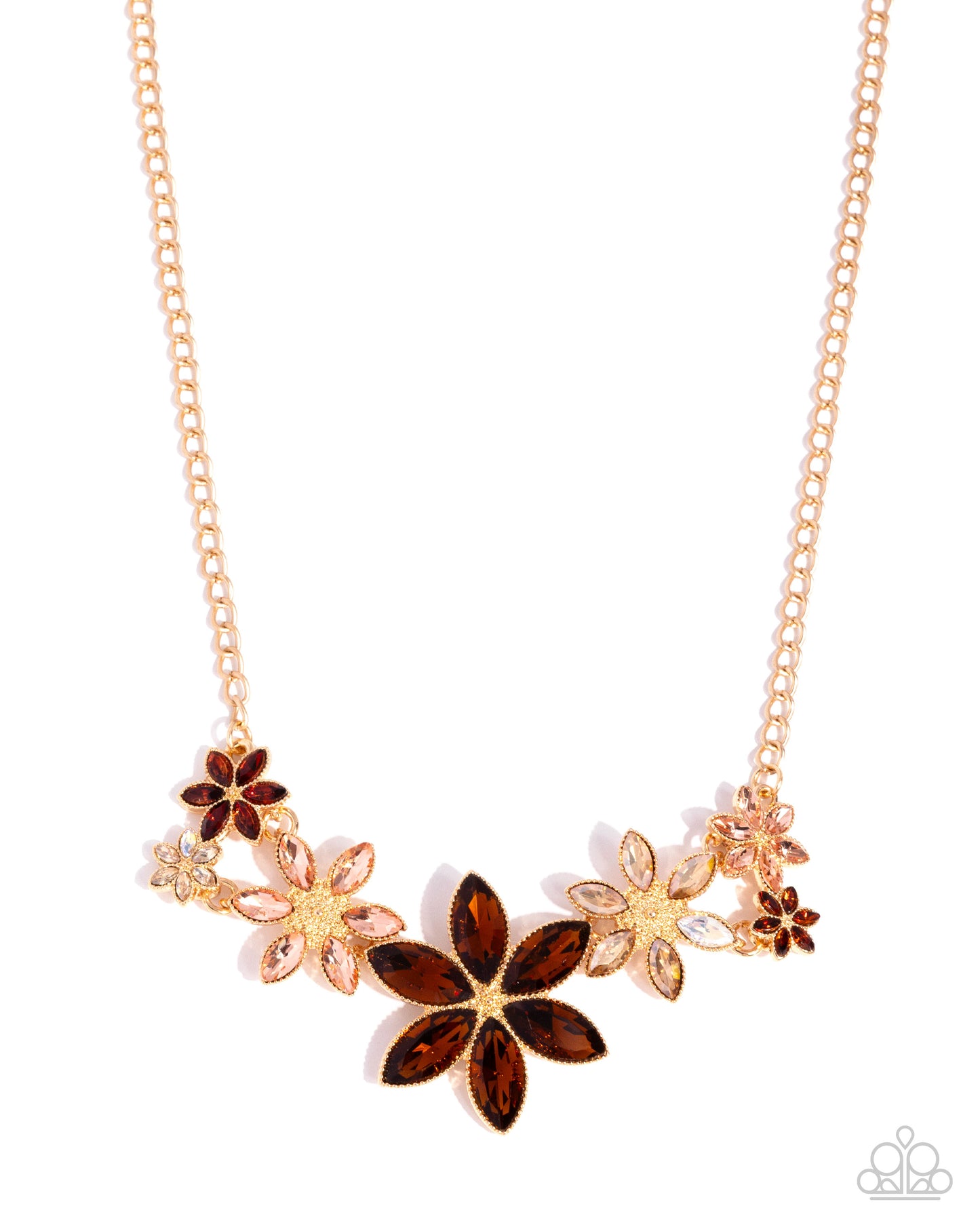 Bewildering Bouquet - Brown Gem Flowers Paparazzi Necklace & matching earrings