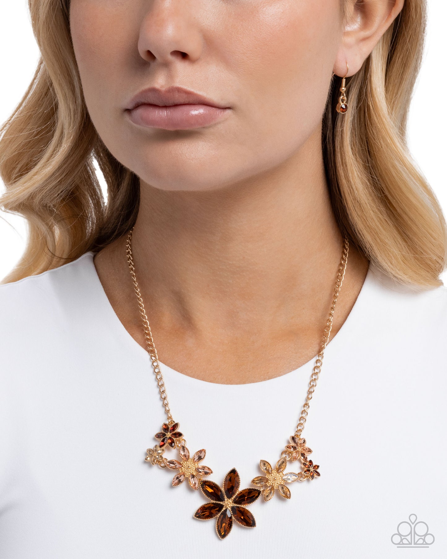 Bewildering Bouquet - Brown Gem Flowers Paparazzi Necklace & matching earrings