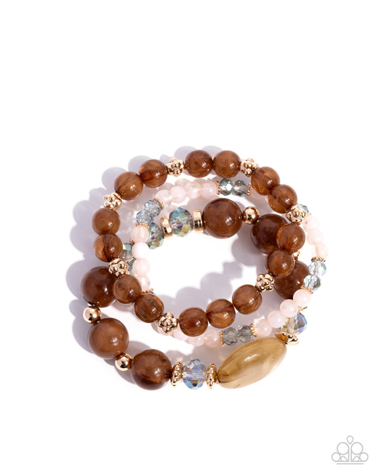 Cheerful Collection - Brown Acrylic Beaded Paparazzi Set of 3 Stretch Bracelets