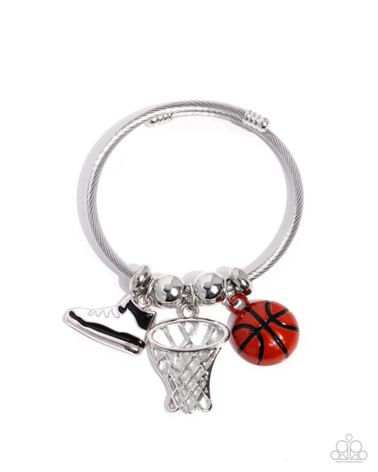 Full Court Advantage - Orange Basketball, Silver Hoop, White/Black Sneaker Charms Paparazzi Bracelet