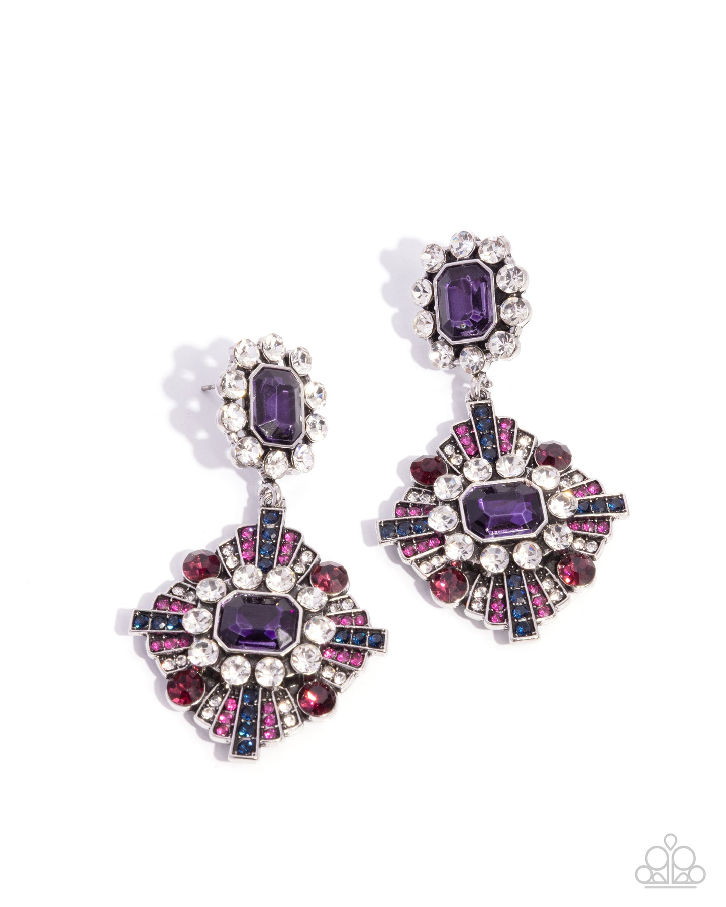 Creative Chic - Purple, White, & Pink Rhinestone Paparazzi Post Earrings
