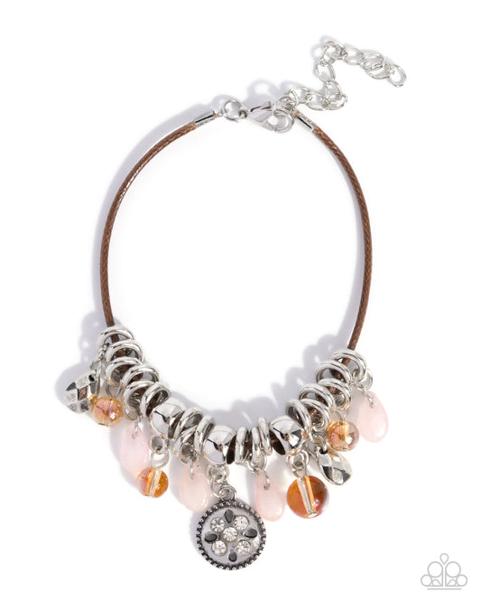 Tremolo Tapestry - Pink & Multicolored Beads/Hammered Silver Charms Paparazzi Bracelet